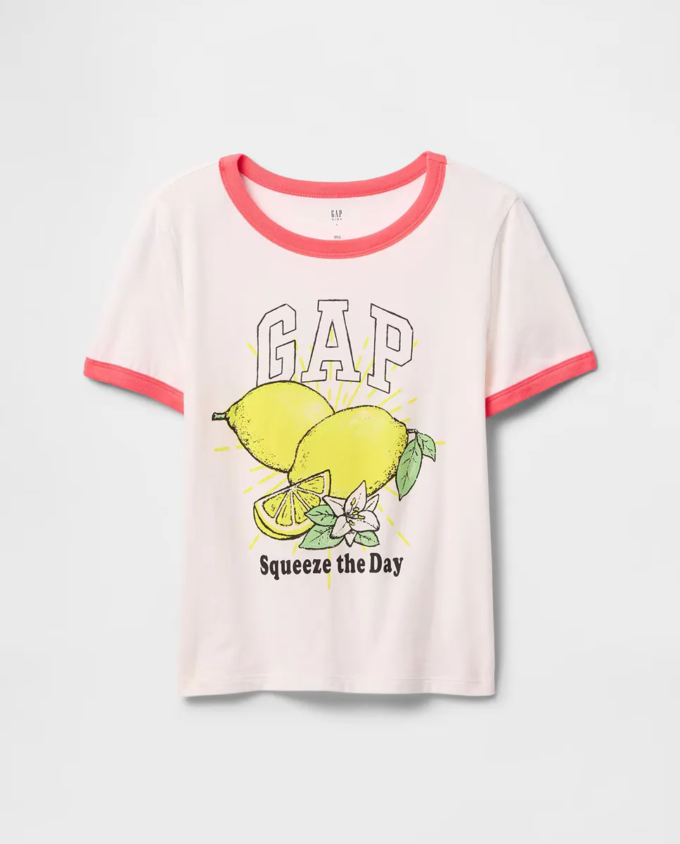

Футболка для девочки с короткими рукавами и круглым вырезом Gap, белый