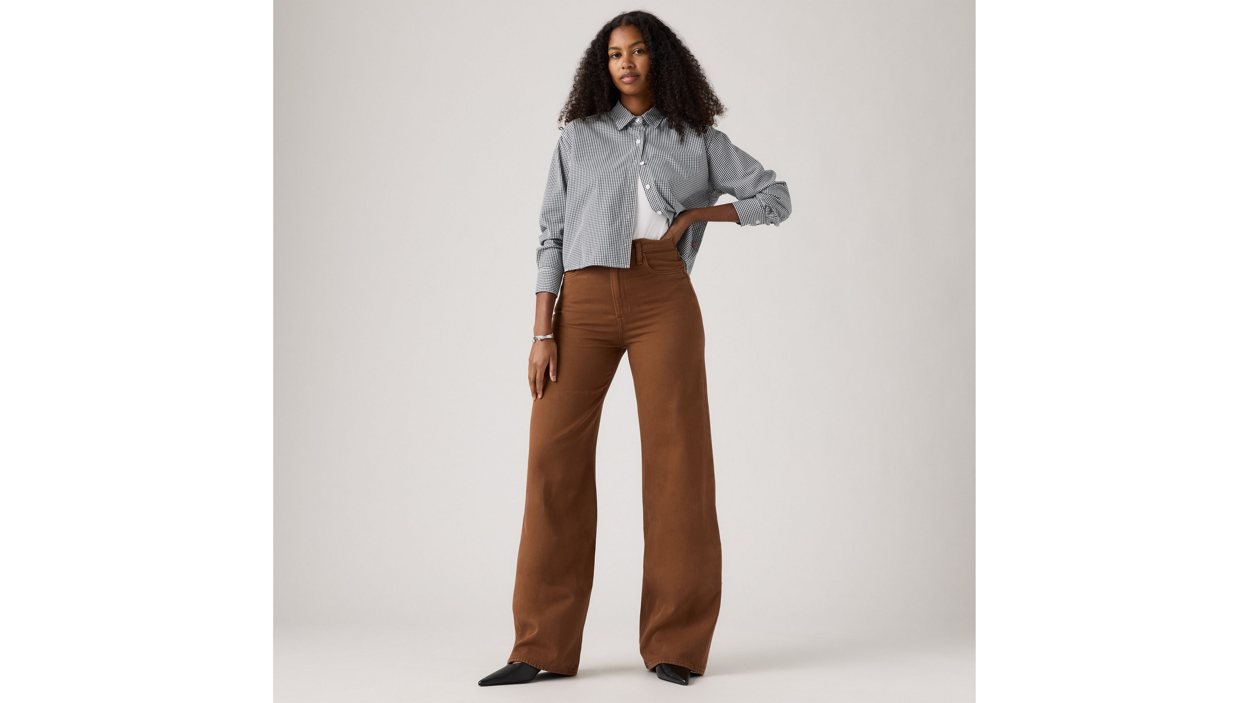 

Женские джинсы Ribcage Wide Leg Levi's, Washed Bison - Brown