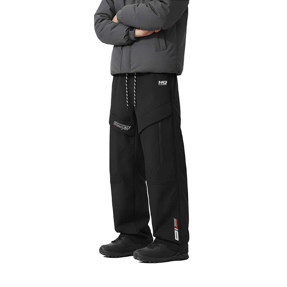 

Повседневные брюки Unisex утепленные прямого кроя HUANQIU, черный [fleece-lined and thickened]