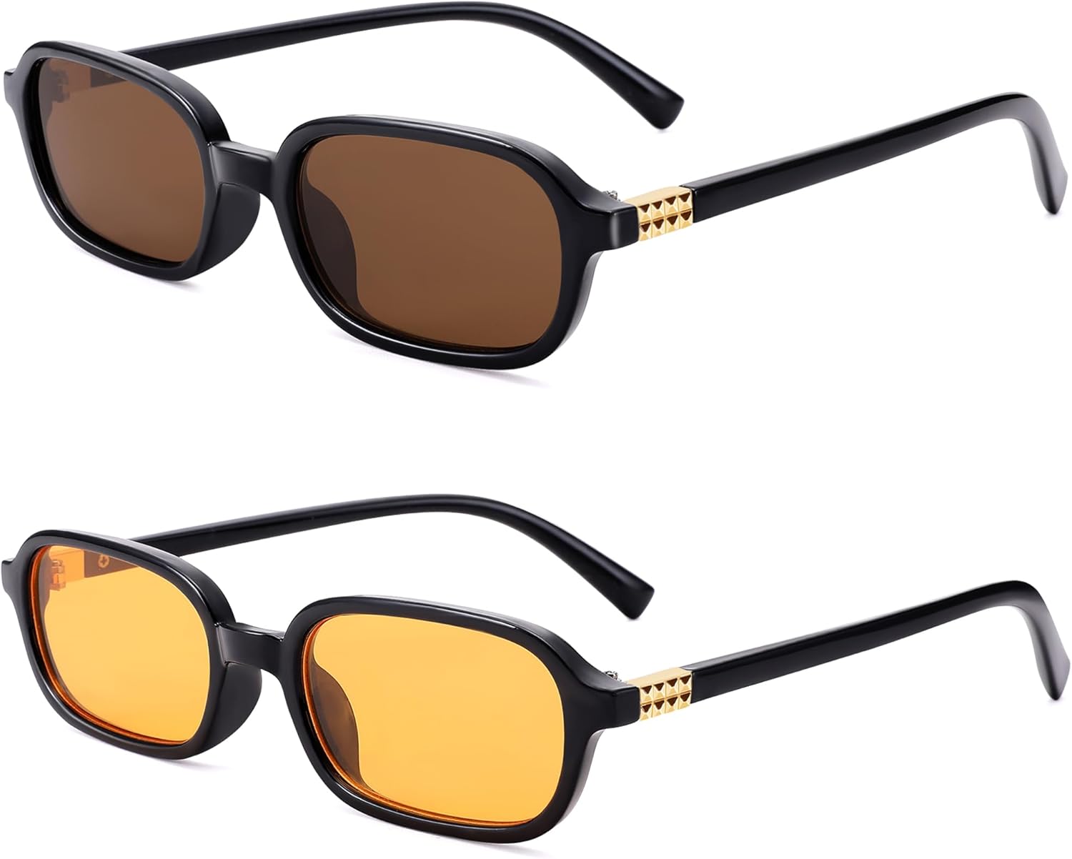 

Солнцезащитные очки NULOOQ в стиле ретро, ​​прямоугольные, для женщин, модные в 90-х, с узкой квадратной оправой, A3* (Black Frame/Brown Lens + Black Frame/Yellow Lens) - 2 Pack