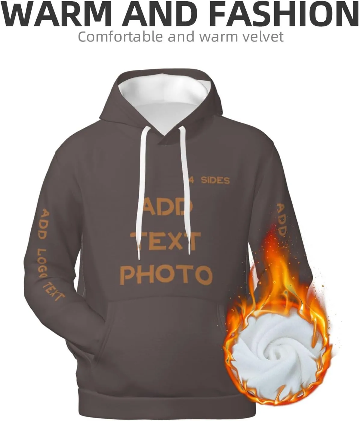 Капюшон с флисовой подкладкой Custom Hoodie с логотипом и текстом — фото 4