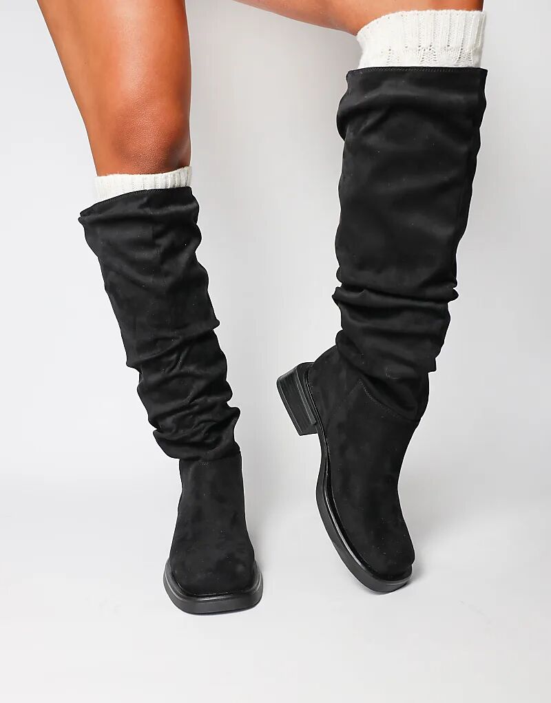 Ботильоны SIMMI Shoes Amrose на каблуке с рюшами из черной замши — фото 4