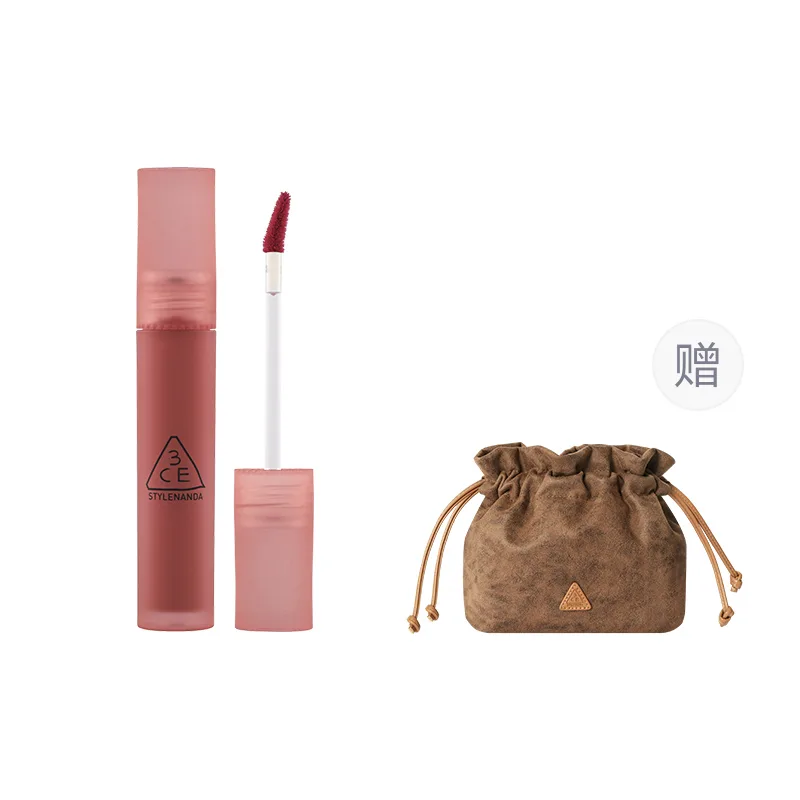 3CE Бальзам для губ матовый, стойкий, не оставляет следов, #CASUAL AFFAIR「Rose Cameo Brown」+Makeup Bag