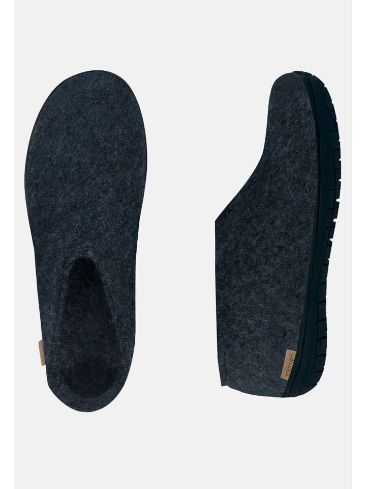 Тапочки glerups Hausschuh Naturkautschuksohle Schwarz, цвет denim — фото 3