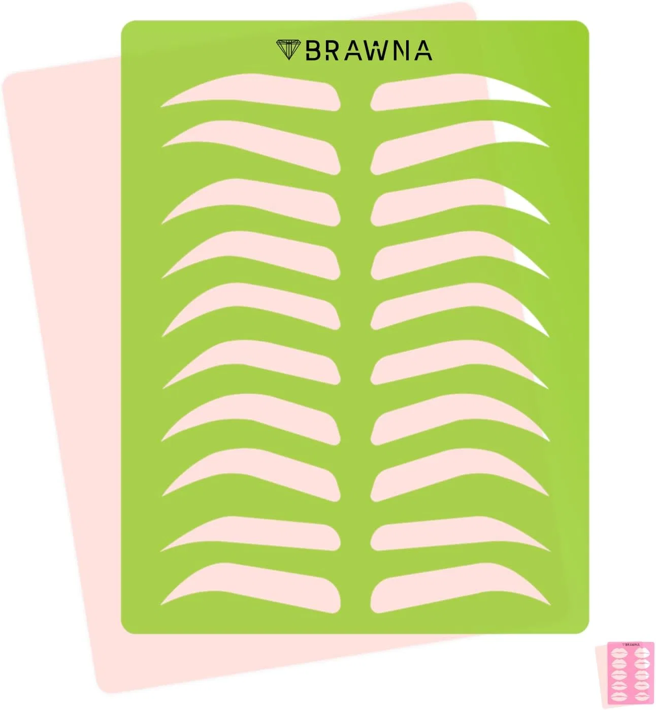 Трафарет для бровей BRAWNA, 10 форм, 19.5x14.5 см