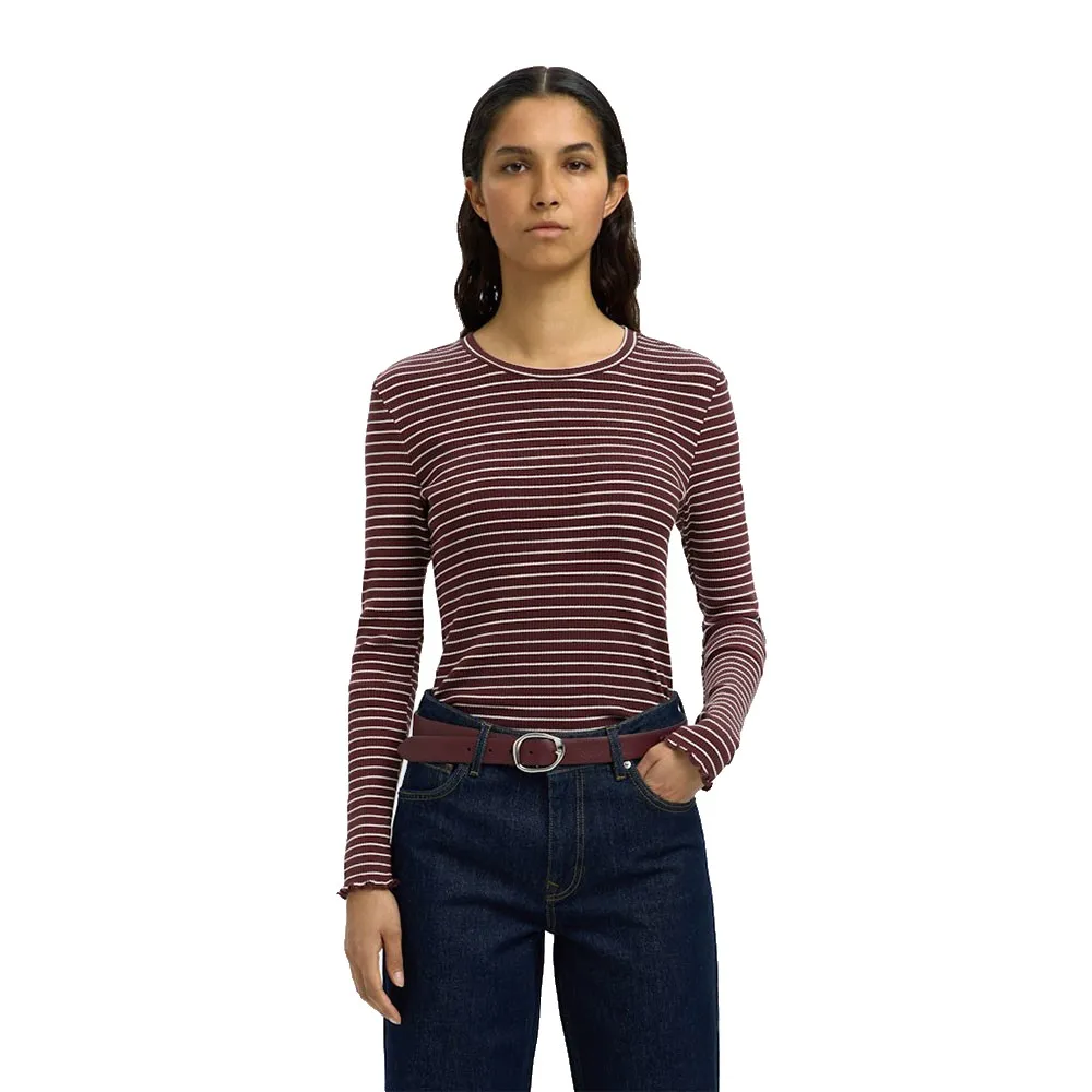 

Лонгслив Selected Anna Stripe, фиолетовый