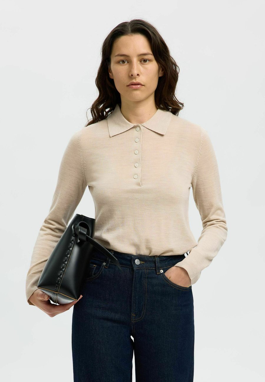 

Топ Selected Femme SLFTHEA COLLAR NECK, Oatmeal/Beige