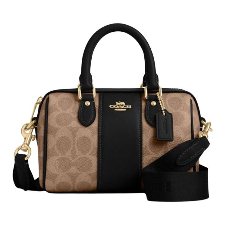 

COACH Рюкзак Rowan из искусственной кожи, через плечо, на одно плечо, женская сумка tan & black