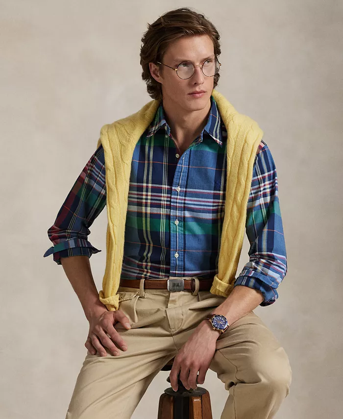 

Мужская классическая клетчатая рубашка Оксфорд Polo Ralph Lauren, красный