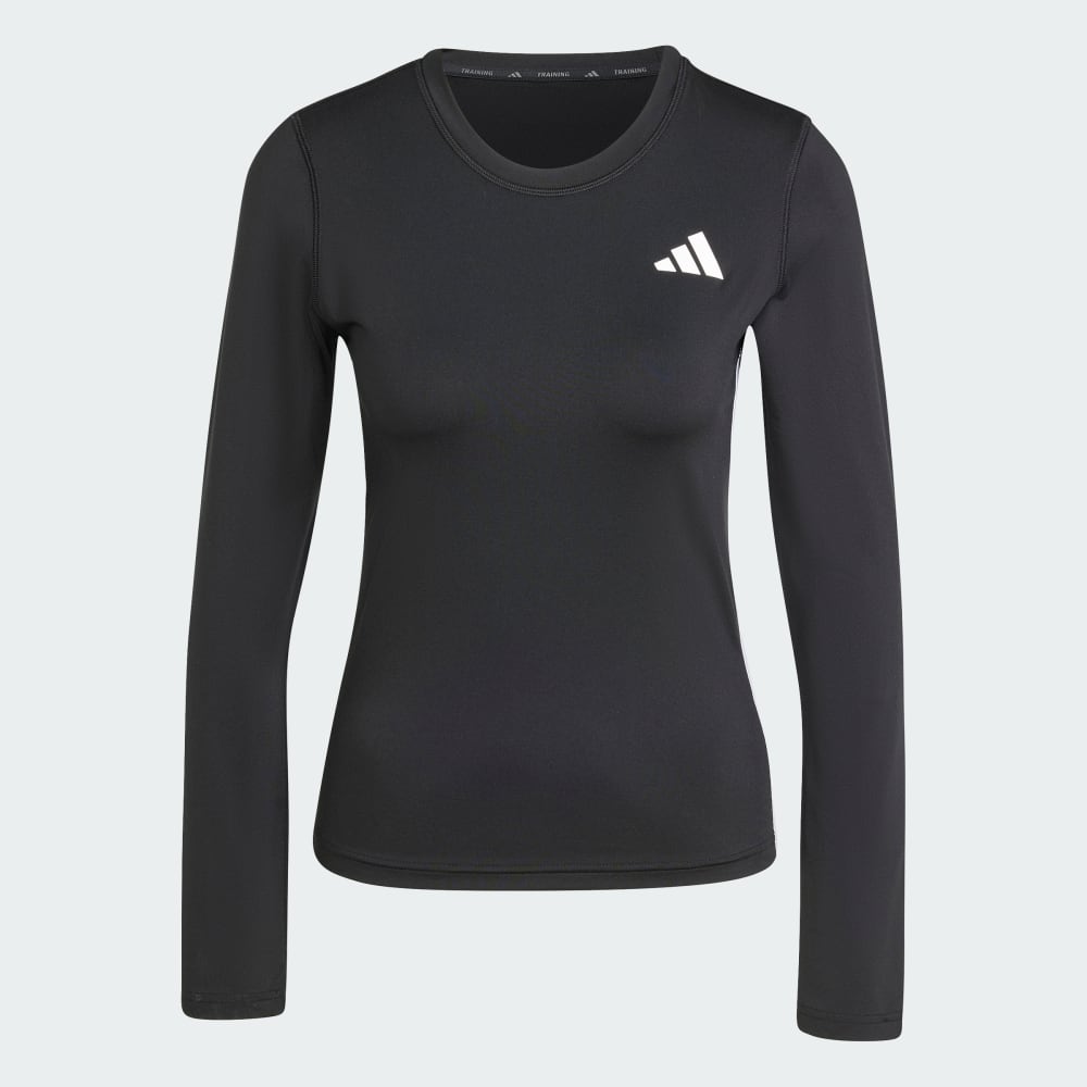 Спортивный топ Adidas Essentials Long Sleeve 3-Stripes Workout Top, черный/белый — фото 4