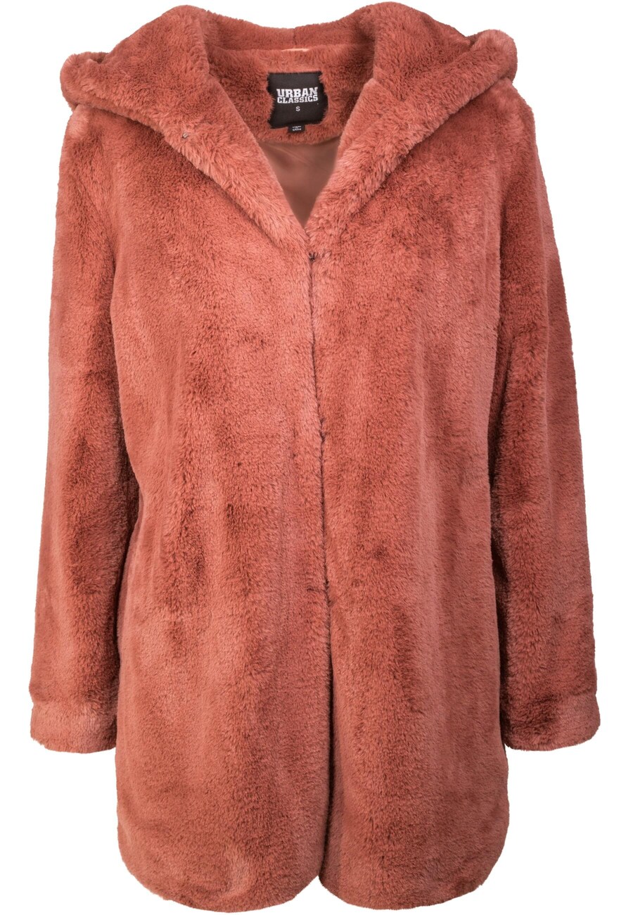 

Пальто межсезонное Urban Classics Ladies Hooded Teddy Coat, розовый/темно-розовый