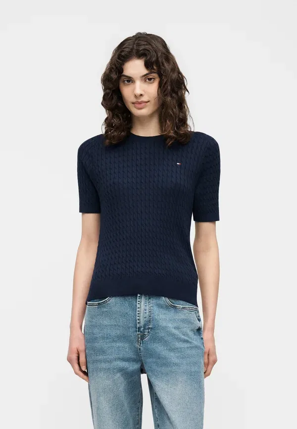 Футболка Tommy Hilfiger Cable Fine Basic, темно-синий