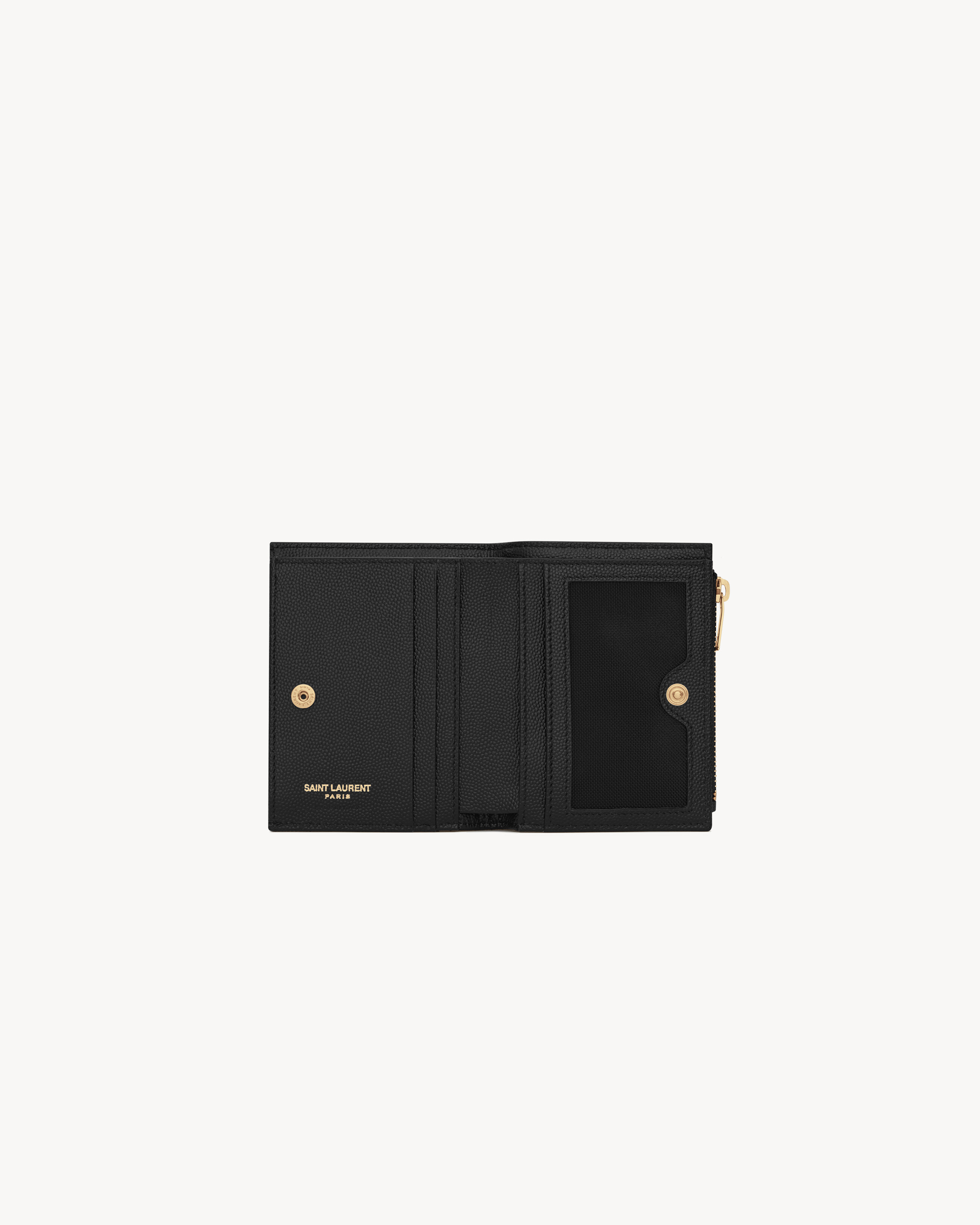 Складной кошелек CASSANDRE MATELASSE из кожи grain de poudre Saint Laurent, черный — фото 4
