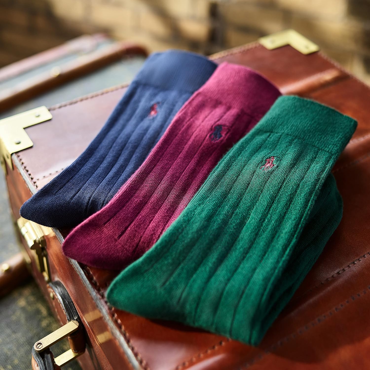 Мужские супермягкие ребристые классические носки Polo Ralph Lauren (3 пары), Black — фото 3