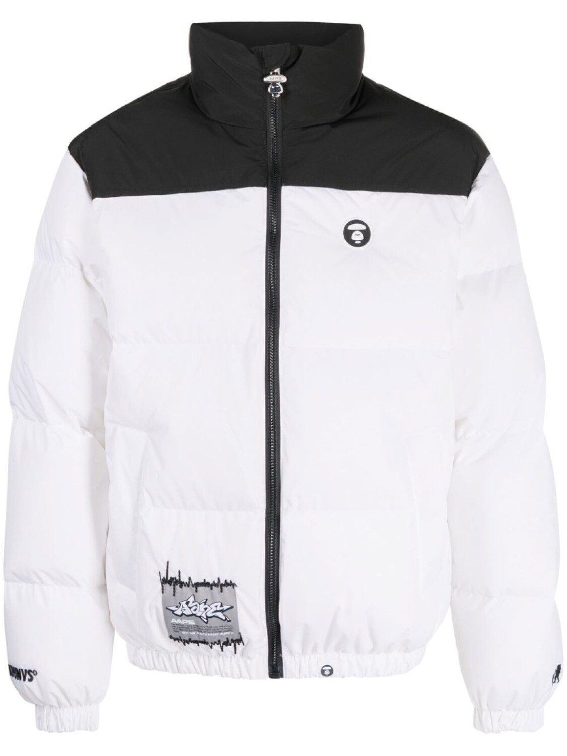 

Пуховик в стиле колор-блок AAPE BY *A BATHING APE, белый