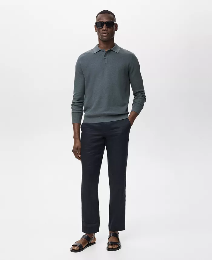 

Мужская поло из микроструктурного хлопка Mango, синий