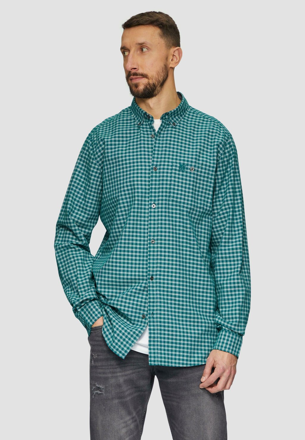 

Рубашка REGULAR FIT MIT BUTTON-DOWN-KRAGEN s.Oliver, сине-зеленый