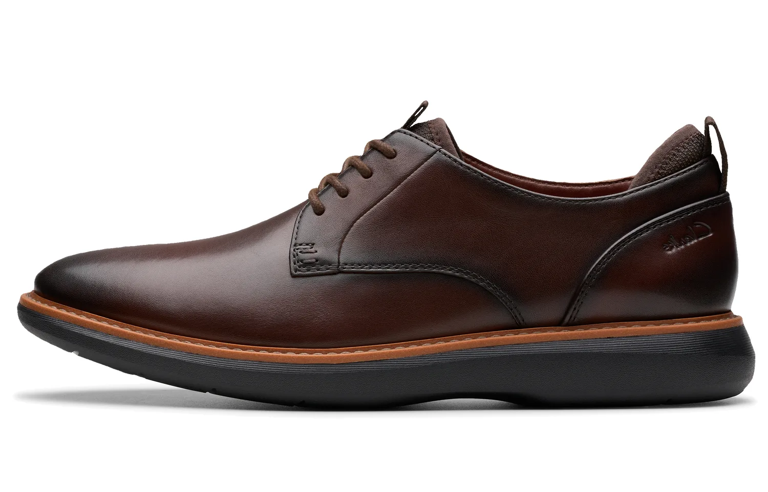 Clarks Мужские повседневные туфли из коровьей кожи темно-коричневого цвета