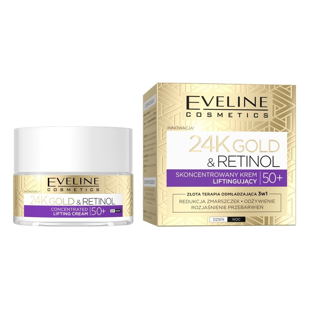 

Eveline Cosmetics, 24-каратное золото и ретинол, концентрированный крем-лифтинг, 50+, 50 мл