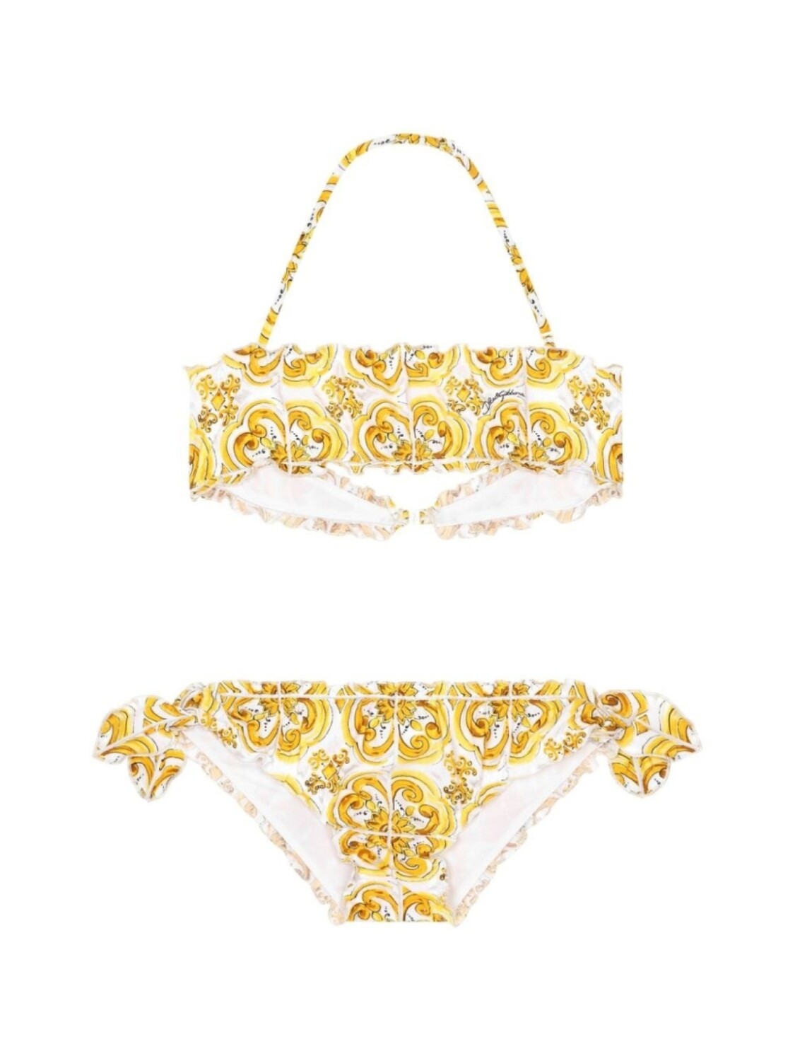 

Dolce & Gabbana Kids бикини с оборками и принтом Majolica, желтый