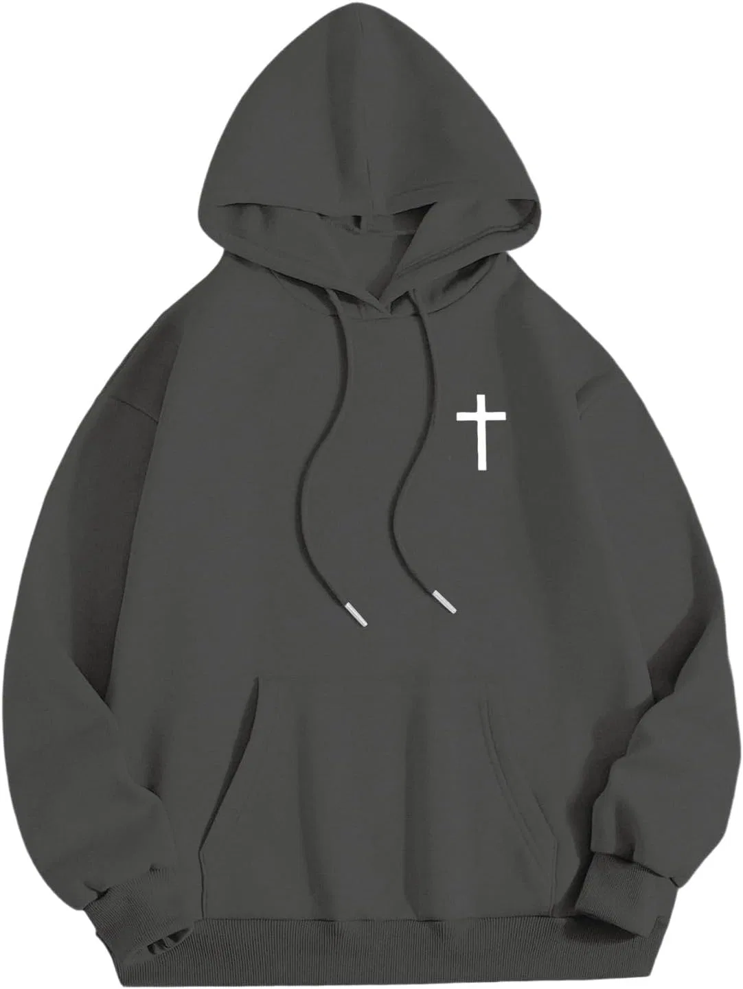 Худи мужское с принтом Cross, Dark Gray — фото 4