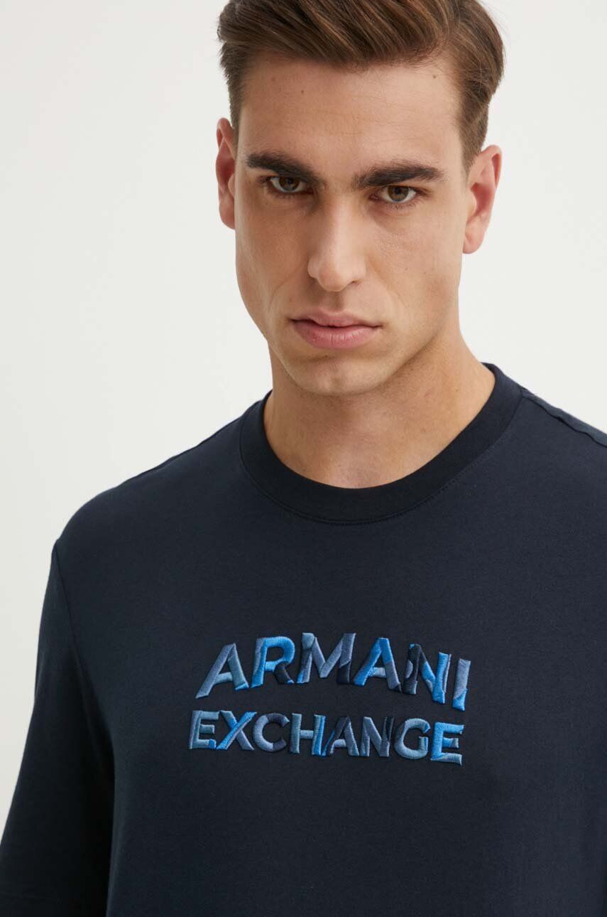 

Хлопковая футболка Armani Exchange, темно-синий