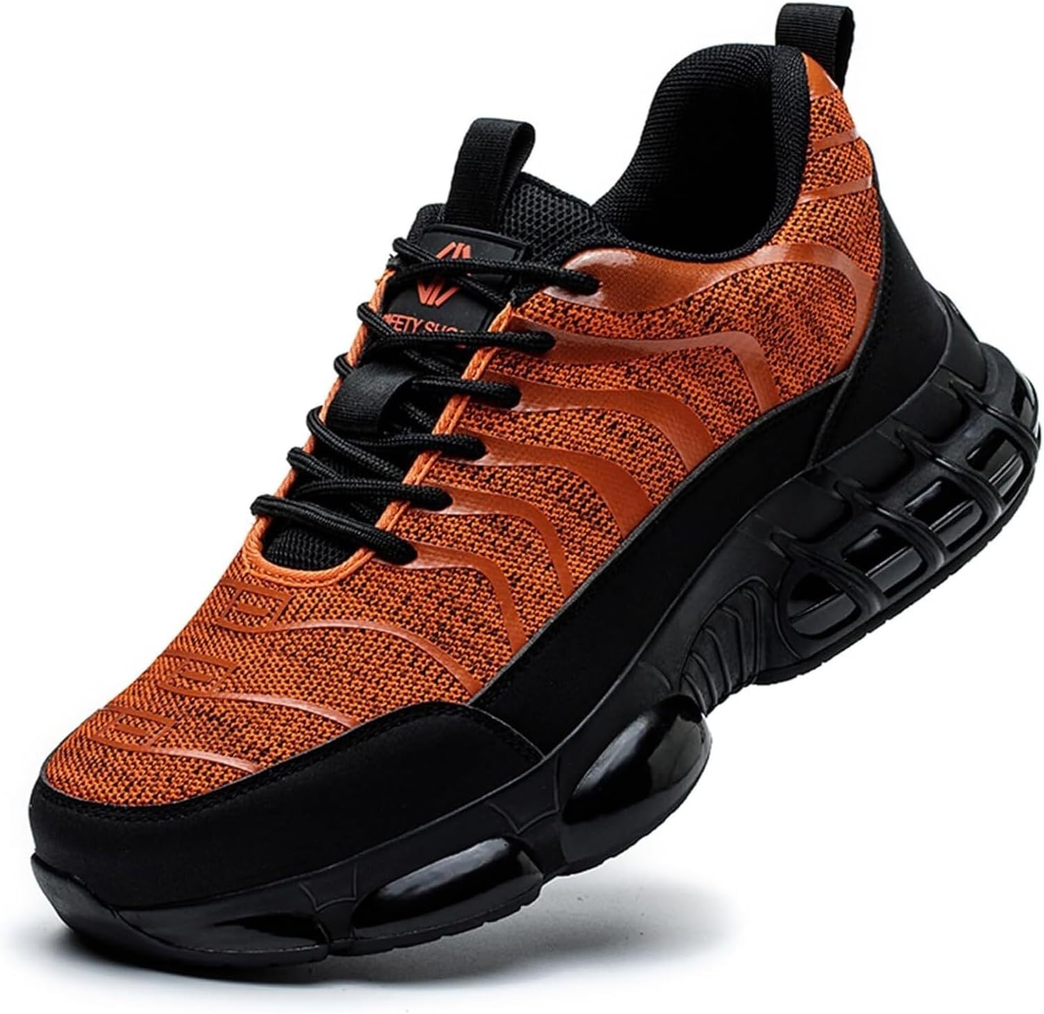 

Мужские ботинки со стальным носком, удобные, противоскользящие, дышащие, на шнуровке, с круглым носком, спортивные кроссовки Generic, оранжевый