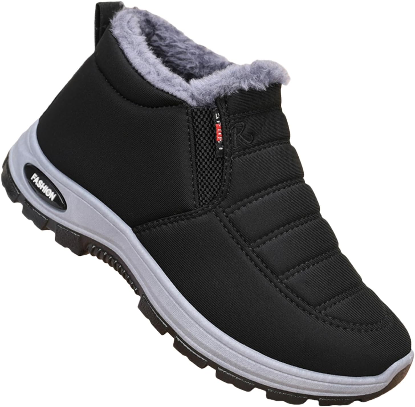 

Теплые утепленные ботинки зима, легкие, с мехом, пушистые, с поддержкой свода стопы, на липучке, для активного отдыха на улице, короткие снежные ботинки, унисекс Generic, черный