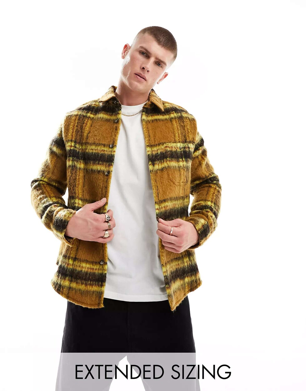 

Рубашка горчичного цвета с эффектом ворсистой шерсти ASOS