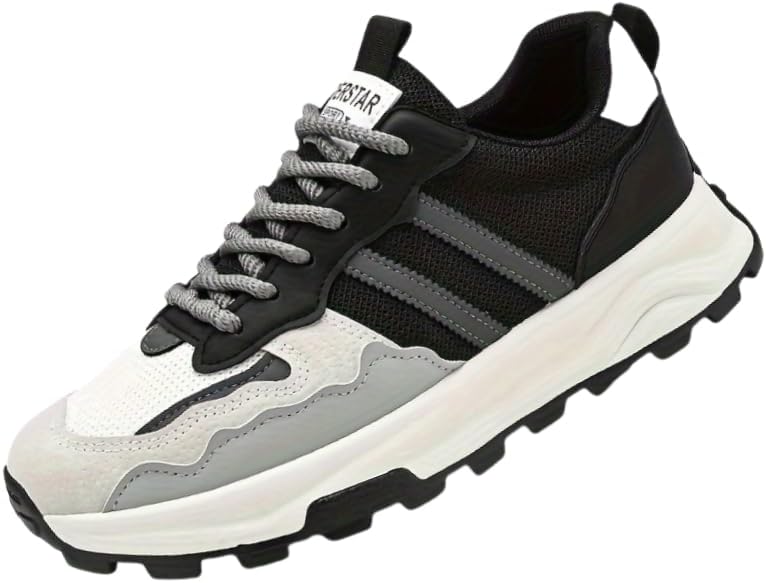 

Мужские кроссовки в ретро стиле - модные, дышащие, с низким верхом и шнуровкой, легкие для бега, подходят для походов и треккинга на открытом воздухе Hoalox, черный