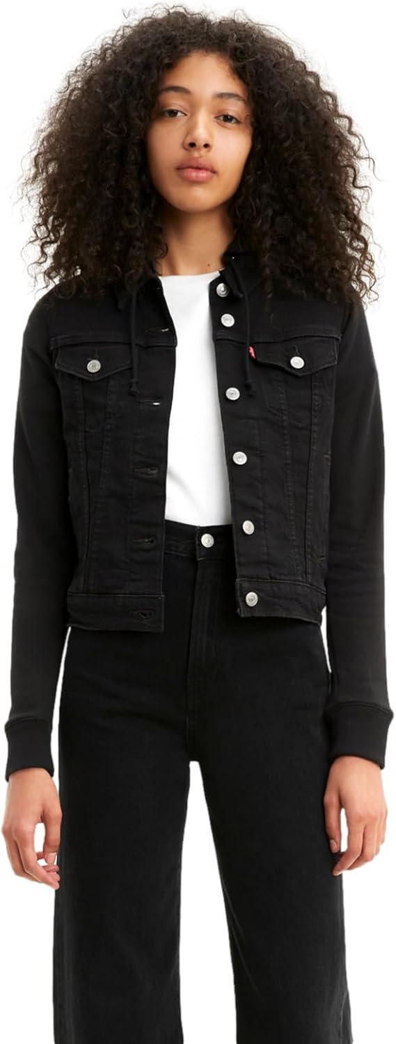 

Levi's Женская новая гибридная куртка Original Trucker, Blackest Ink