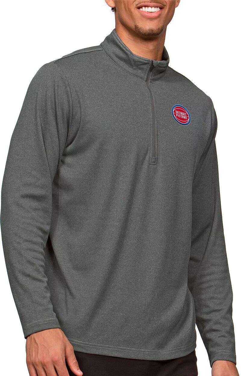 

Мужской пуловер Antigua Detroit Pistons Charcoal Epic с молнией ¼