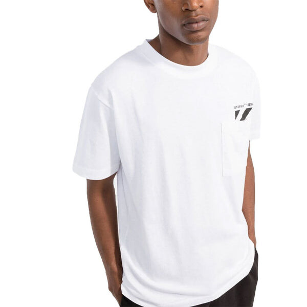 Футболка Men's OFF-WHITE Chest Stripe Pocket Round Neck Short Sleeve White T-Shirt, белый — фото 4