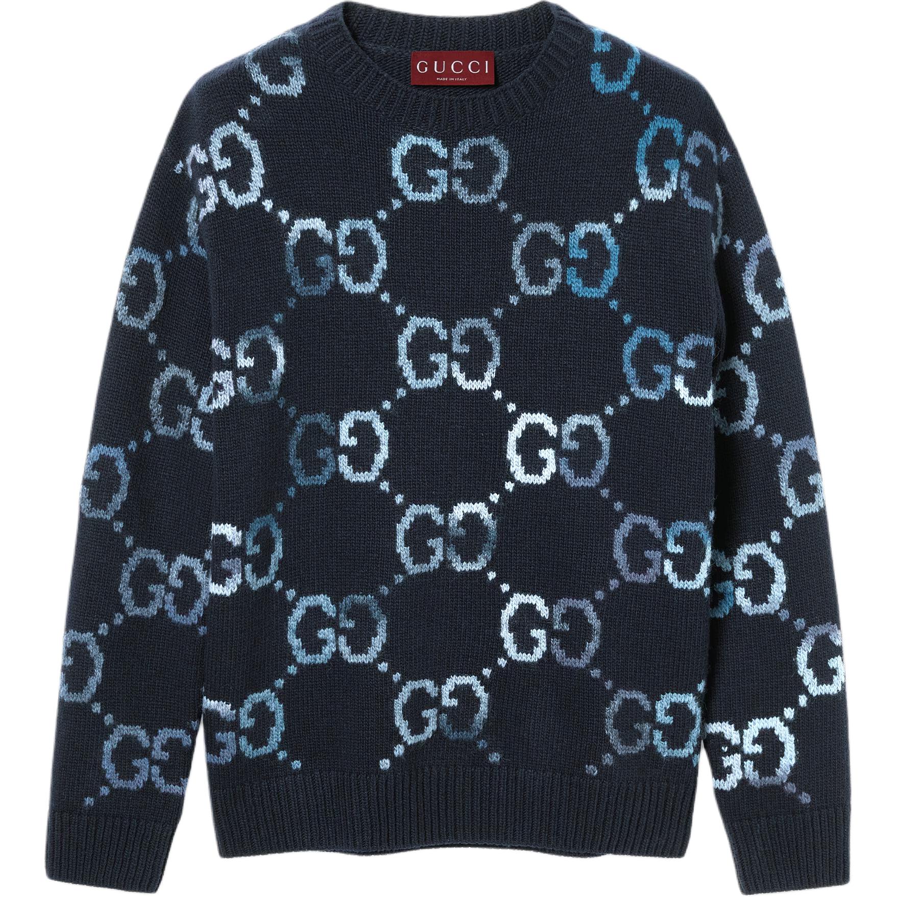 

Джемпер с круглым вырезом и жаккардом Gg GUCCI, синий