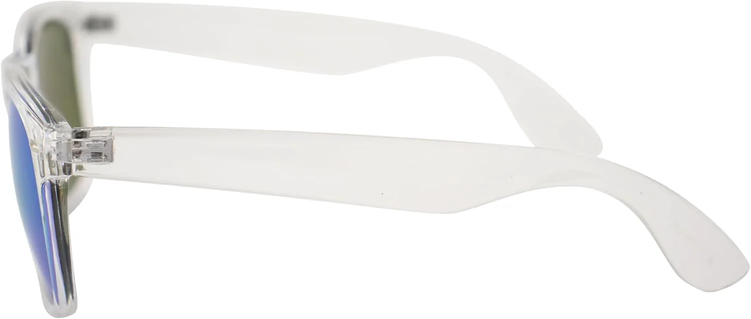 

Солнцезащитные очки Crave Retro III для мужчин и женщин, модные, с прозрачной оправой, 100% защита от УФ-излучения, линзы с синим зеркальным покрытием, Clear-blue