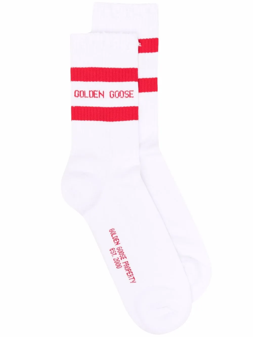 

Носки вязки интарсия с логотипом GOLDEN GOOSE, белый