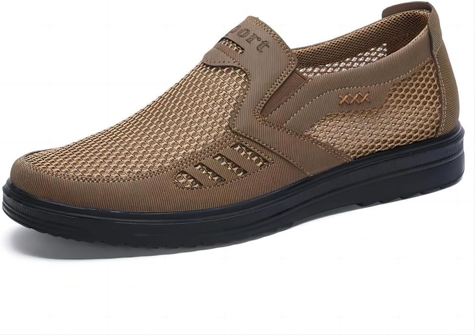 

Мужские повседневные лоферы Легкие сетчатые летние Удобные дышащие Нескользящие туфли для прогулок и вождения Мягкие балетки Asifn, хаки