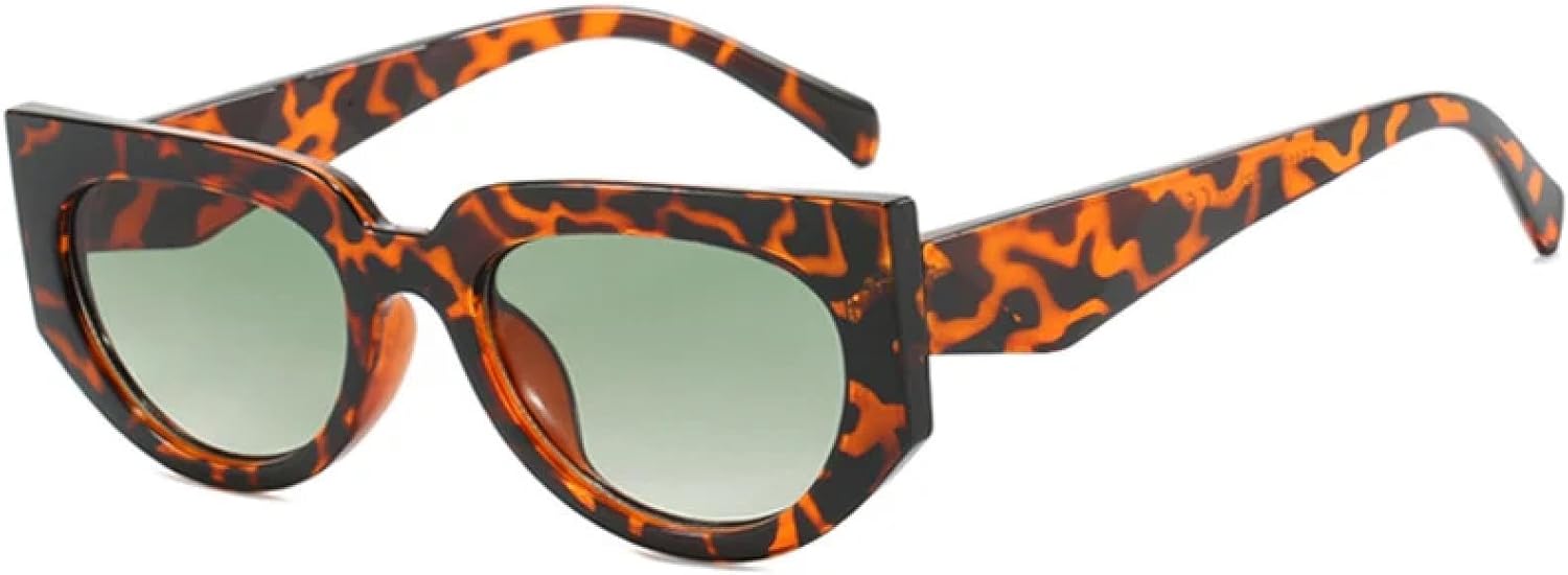 

Винтажные солнцезащитные очки «кошачий глаз», роскошные винтажные солнцезащитные очки в маленькой оправе для женщин, защитные очки от УФ-излучения UV400 TKKTLLT, Leopard-green