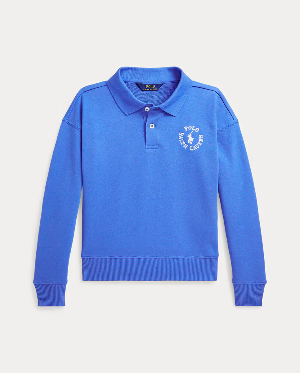 

Свитшот с воротником-поло для девочек с логотипом Polo Ralph Lauren, синий