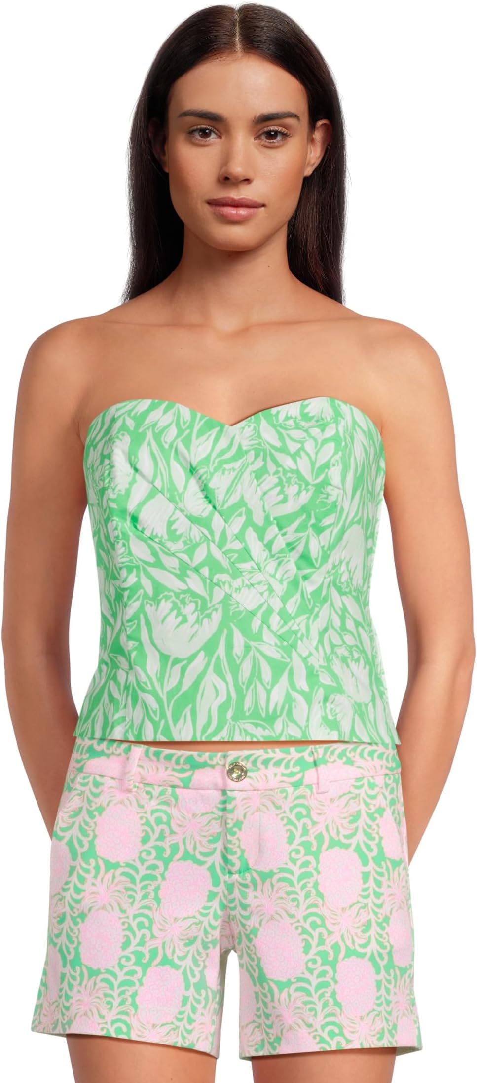 

Топ Lilly Pulitzer Kylo Strapless Stretch Bustier Top, Fauna Green Tulip To Tango
