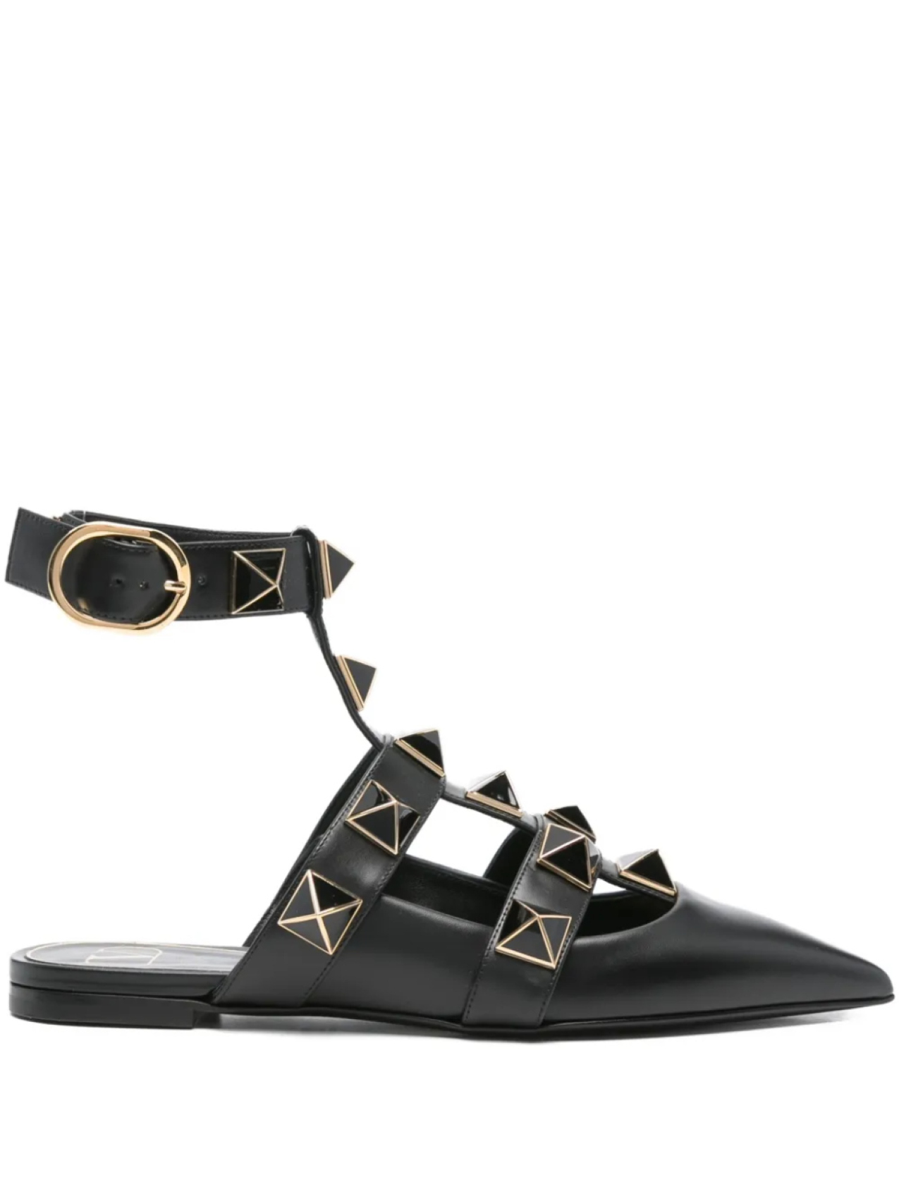 Балетки Valentino Garavani Roman Stud с острым носком, черный