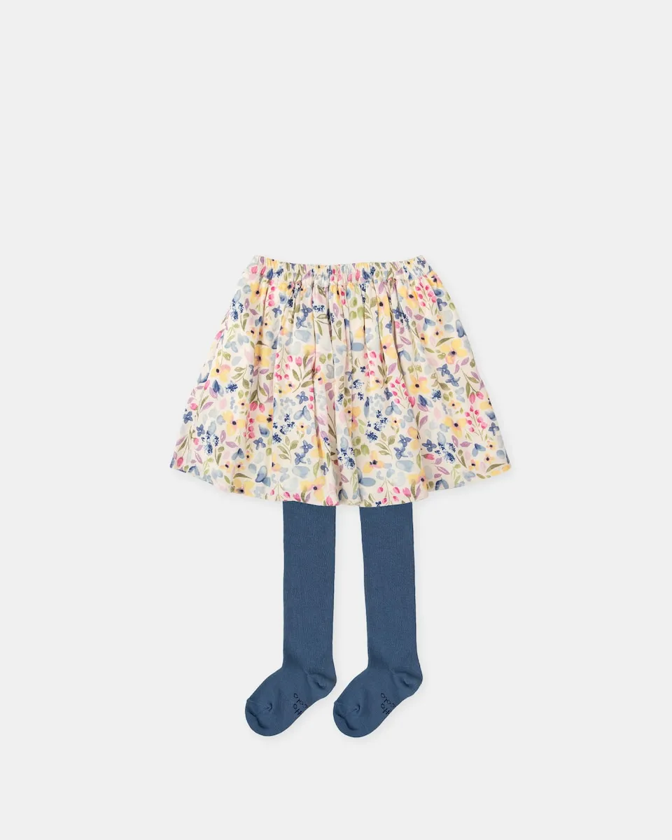 

Детский комплект с юбкой в фиолетовые цветы и колготками Tutto Piccolo