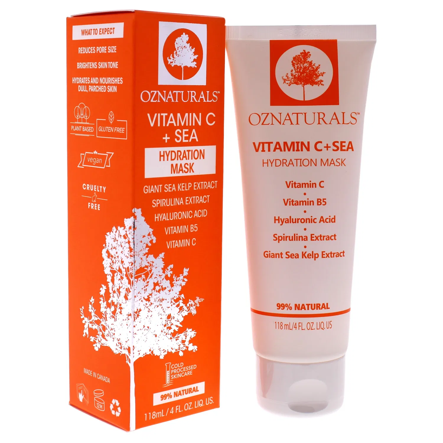 Маска для лица OZNaturals — Увлажняющая с витамином С и морскими водорослями от , подходит как для мужчин, так и для, 113 мл — фото 3