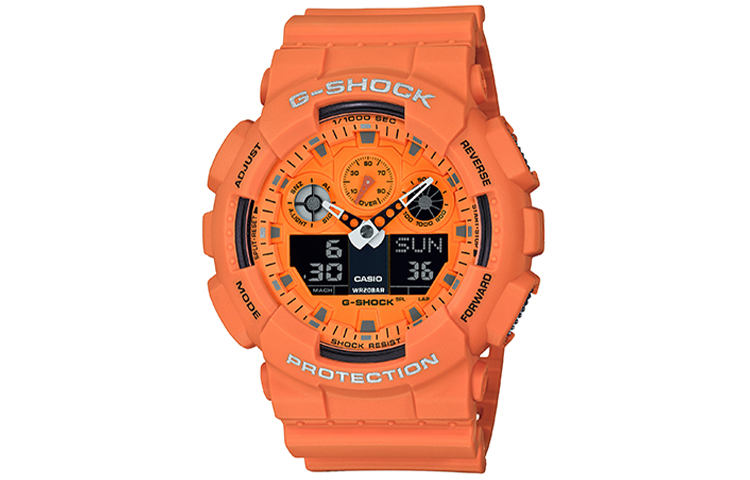

Мужские часы CASIO GA-100RS-4A с жидкокристаллическим/аналоговым двойным дисплеем оранжевые
