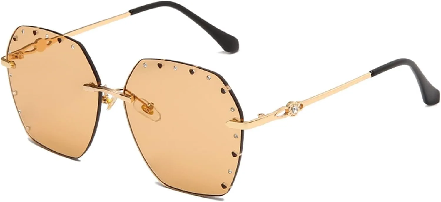 

Модные женские солнцезащитные очки 2026 года с металлическим покрытием и бриллиантами, декоративные, для отдыха на природе (Цвет: C, Размер: Средний) MTZJH, One Color