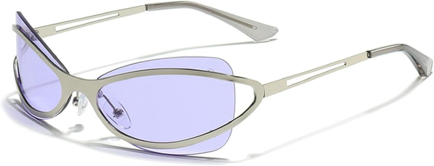 

Винтажные солнцезащитные очки неправильной формы для женщин, 2025 год, роскошная модная металлическая оправа, стиль Y2K, панк, солнцезащитные очки для путешествий, защита от ультрафиолета UV400 mincl, Purple