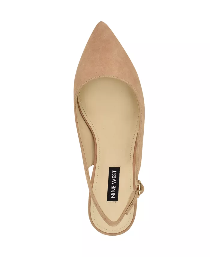 Женские туфли-лодочки Kamsee на устойчивом каблуке с открытой пяткой Nine West, коричневый/бежевый — фото 4