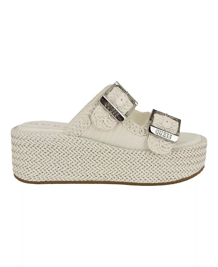 Женские сандалии Binks Two Band Woven Flat Form Slide GUESS, слоновая кость/кремовый — фото 2