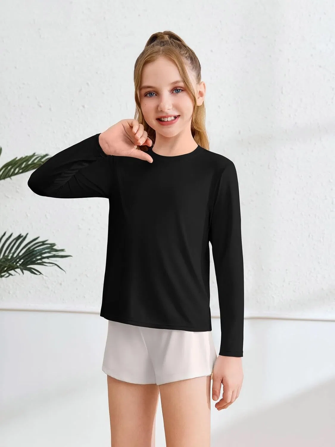 Футболка детская с длинным рукавом Haloumoning, сплит-спинка, Black — фото 4