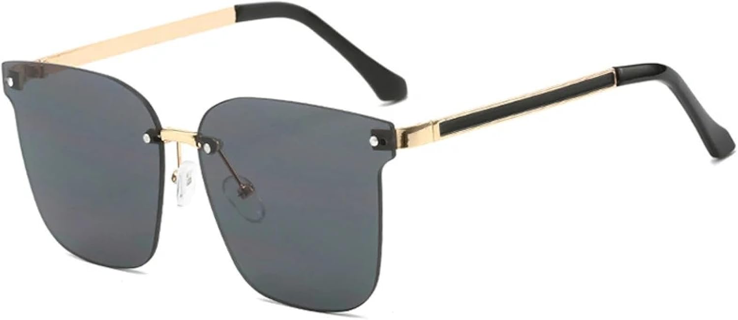 

Большие солнцезащитные очки без оправы для женщин и мужчин, в стиле ретро, ​​для занятий спортом на открытом воздухе и вождения, солнцезащитные очки с защитой от УФ-излучения UV400 TKKTLLT, Gold Gray